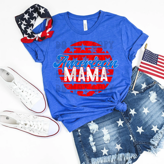 AMERICAN MAMA RED CIRCLE - DTF TRANSFER