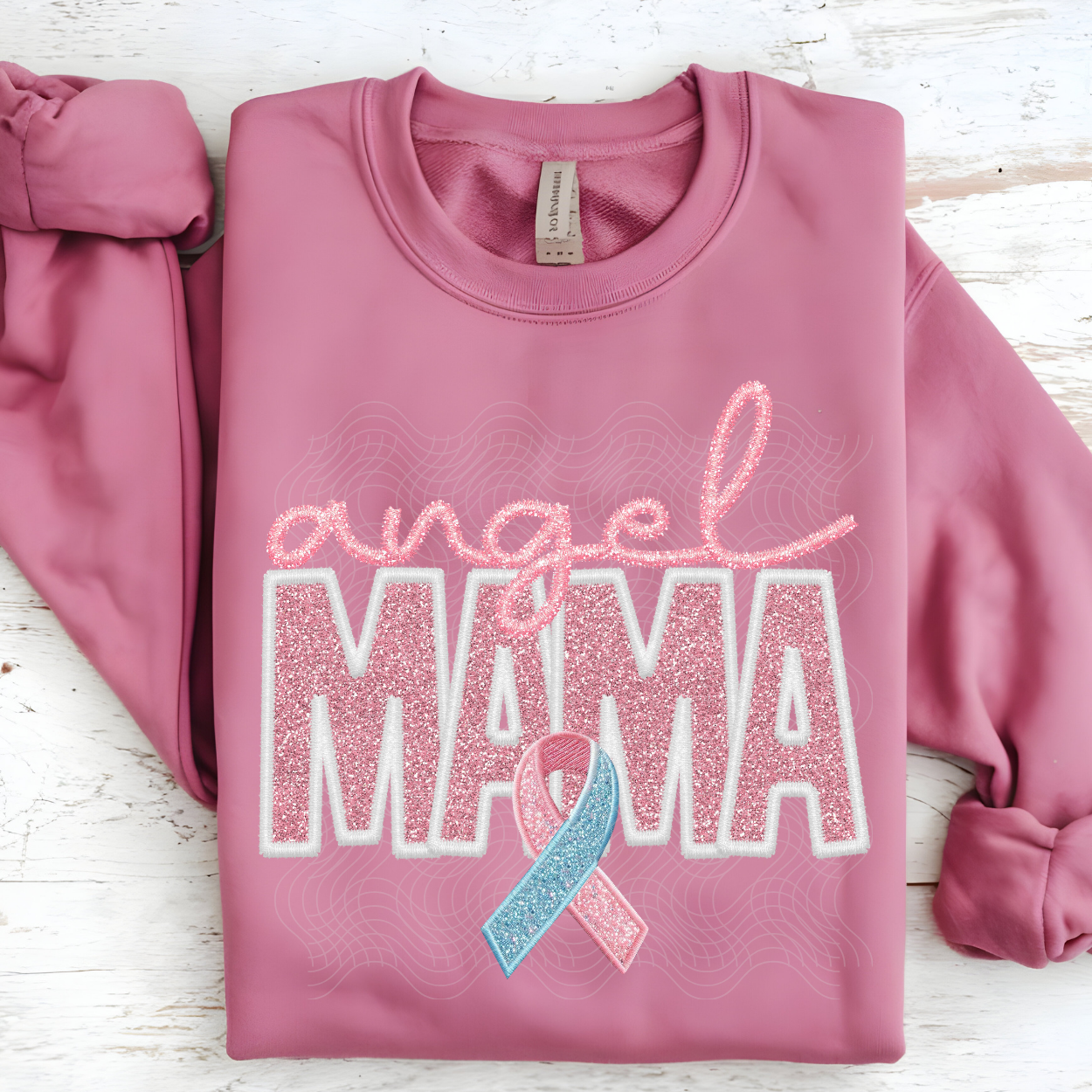 FAUX EMBROIDERY ANGEL MAMA PINK - DTF TRANSFER