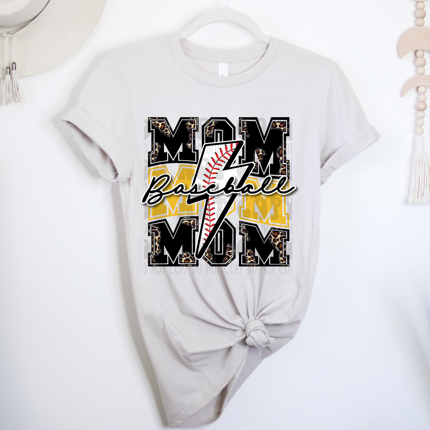 STACKED BASEBALL MOM BLACK/YELLOW - DTF TRANSFER