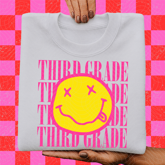 THIRD GRADE SMILEY PINK - DTF TRANSFER