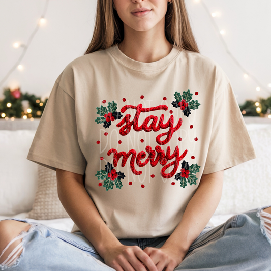 STAY MERRY FAUX YARN - DTF TRANSFER