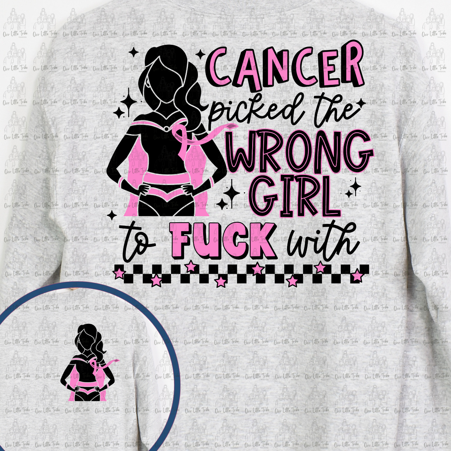 WRONG GIRL BLACK LETTERS W/ POCKET - DTF TRANSFER