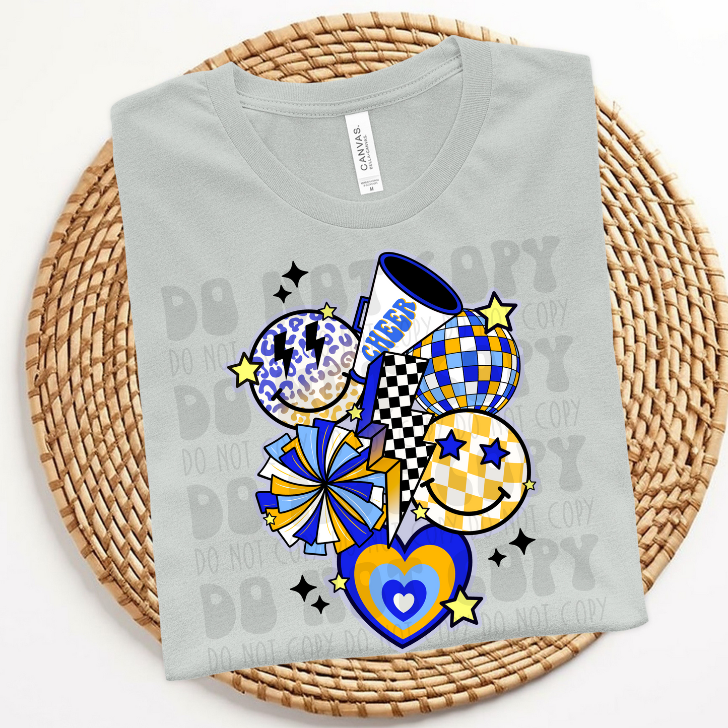 RETRO BLUE/ YELLOW CHEER COLLAGE - DTF TRANSFER