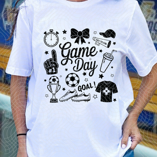 SOCCER GAME DAY BLACK COLLAGE - DTF TRANSFER