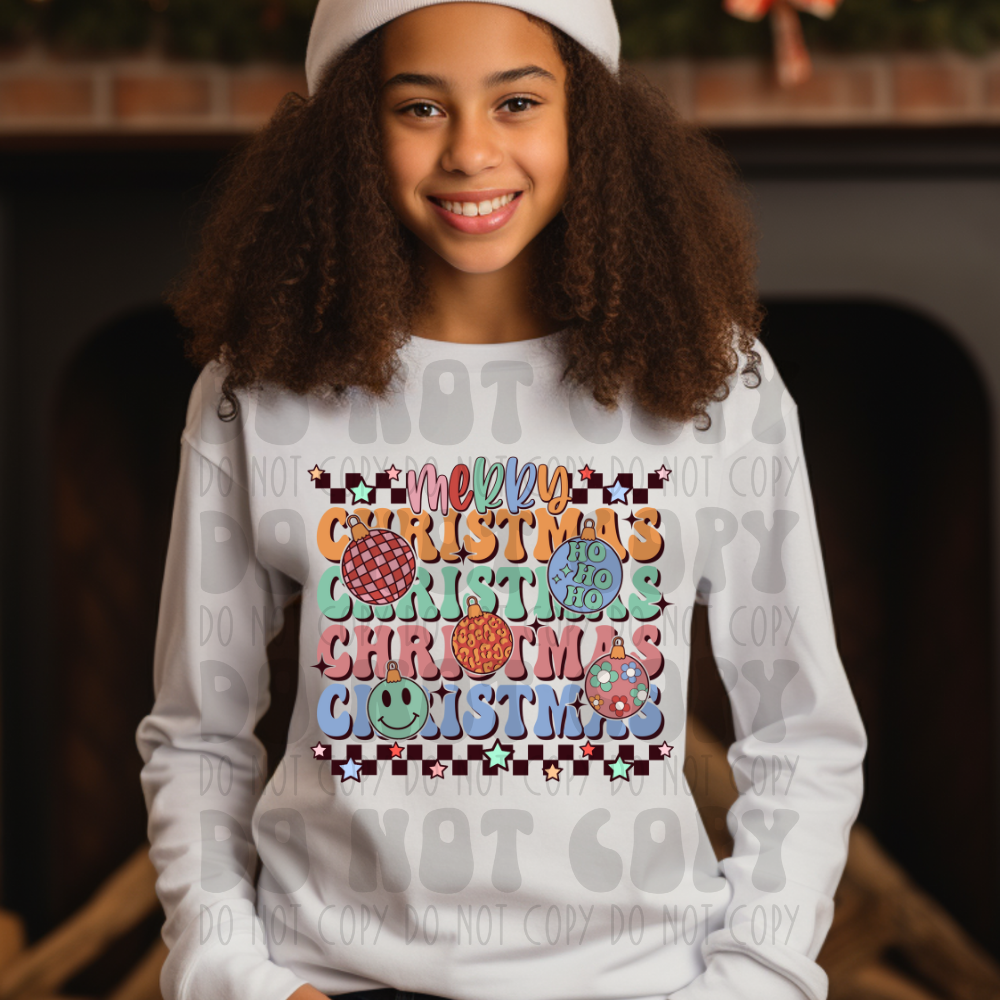 MERRY CHRISTMAS STACKED RETRO - DTF TRANSFER