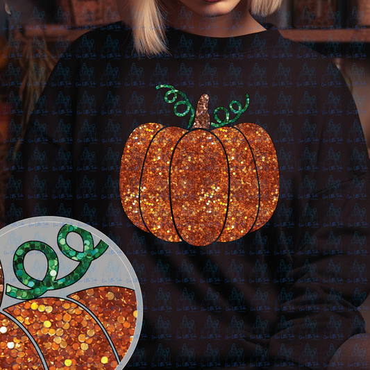 ORANGE PUMPKIN - FAUX SEQUINS  - DTF TRANSFER
