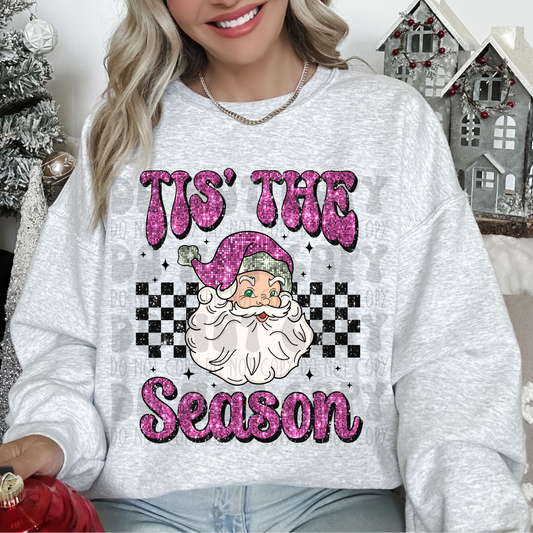 TIS THE SEASON SANTA - FAUX SEQUINS - DTF TRANSFER
