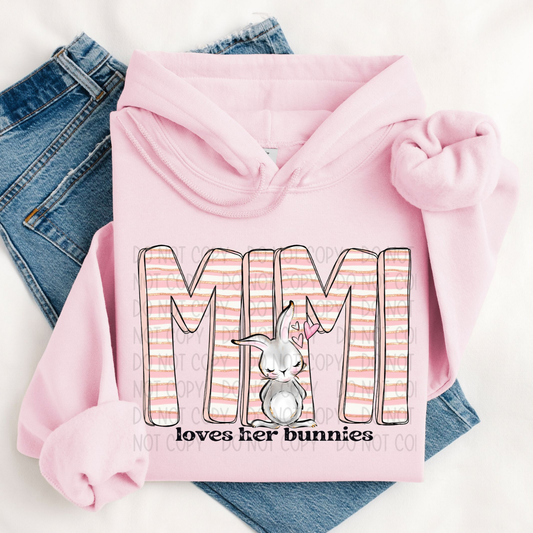 MIMI LOVES HER BUNNIES - DTF TRANSFER