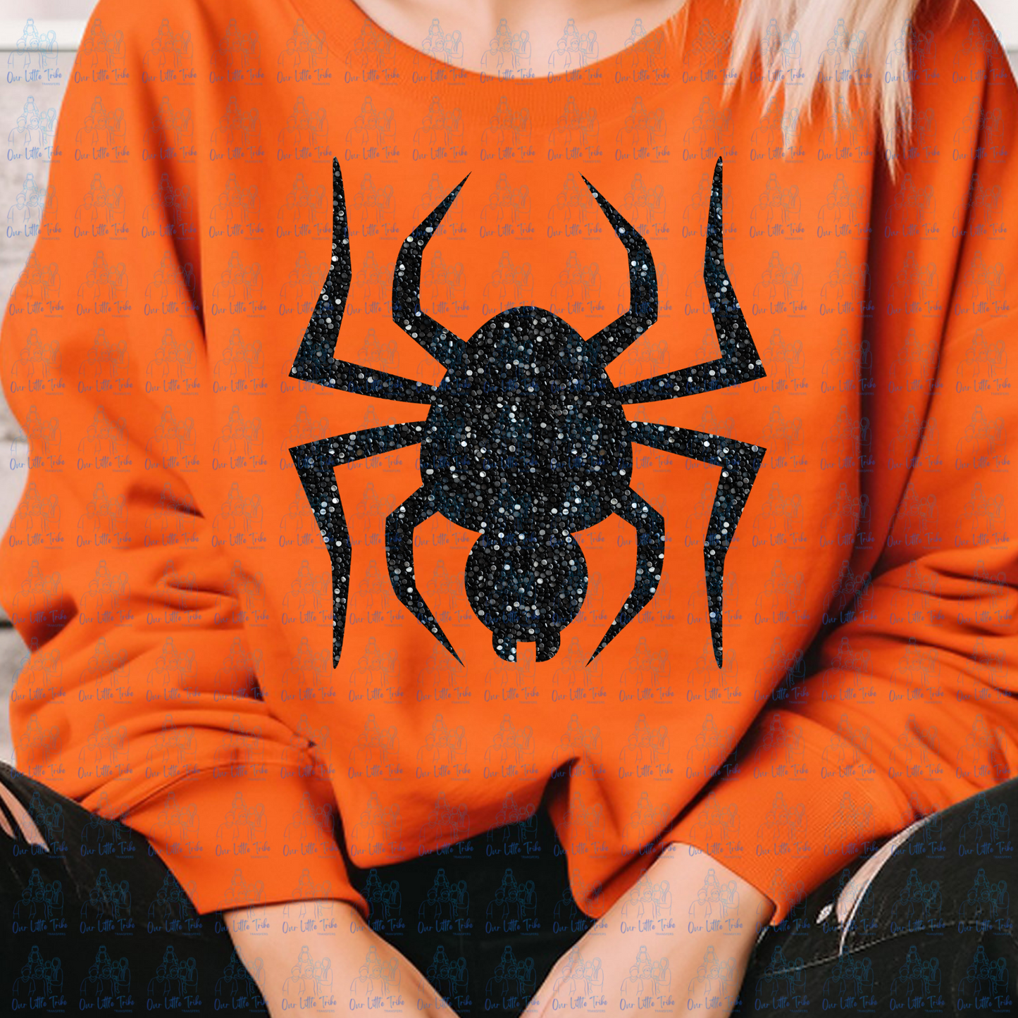 BLACK SPIDER - FAUX SEQUINS  - DTF TRANSFER