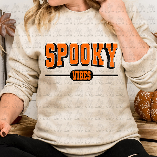 SPOOKY VARSITY ORANGE  - DTF TRANSFER