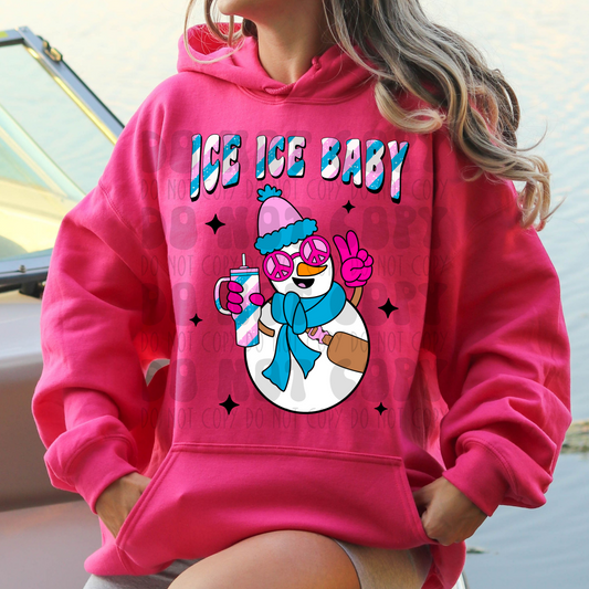 ICE ICE BABY SNOWMAN PINK/BLUE - DTF TRANSFER