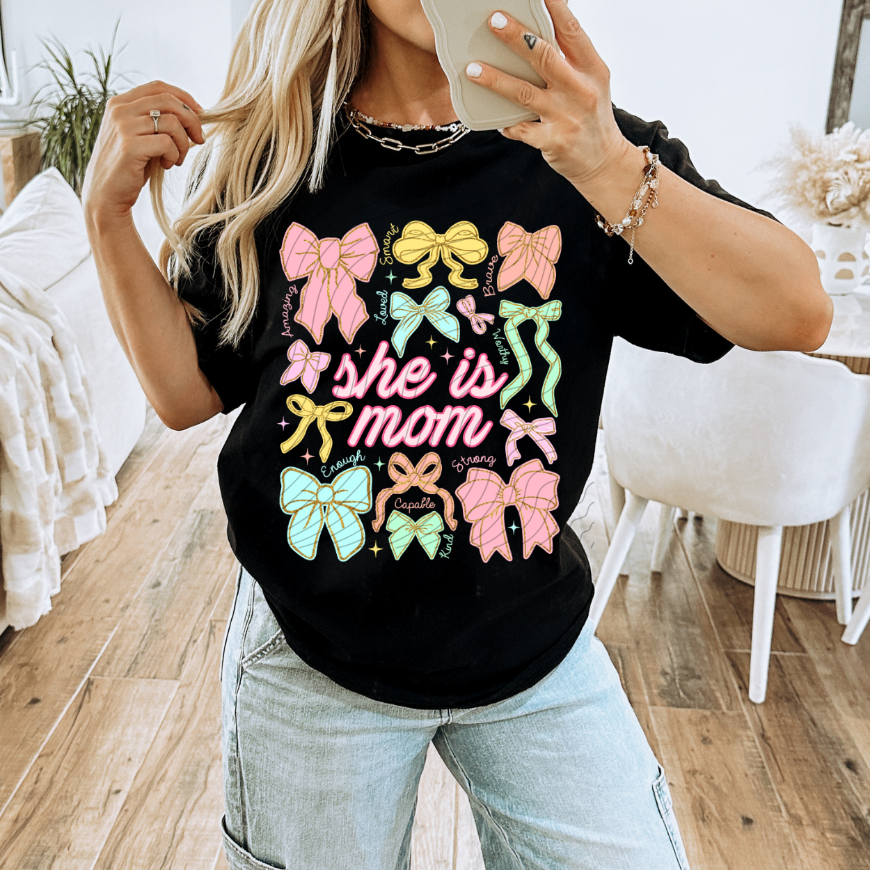 SHE IS MOM BOWS - DTF TRANSFER