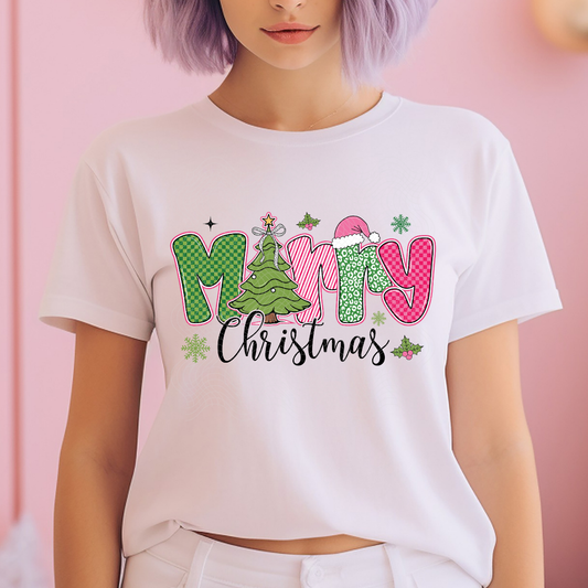 MERRY CHRISTMAS PINK - DTF TRANSFER