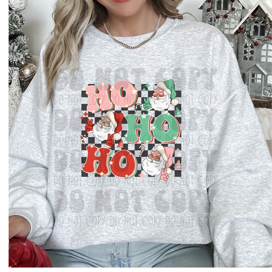 HO HO HO GROOVY SANTAS W/ BACKGROUND - DTF TRANSFER
