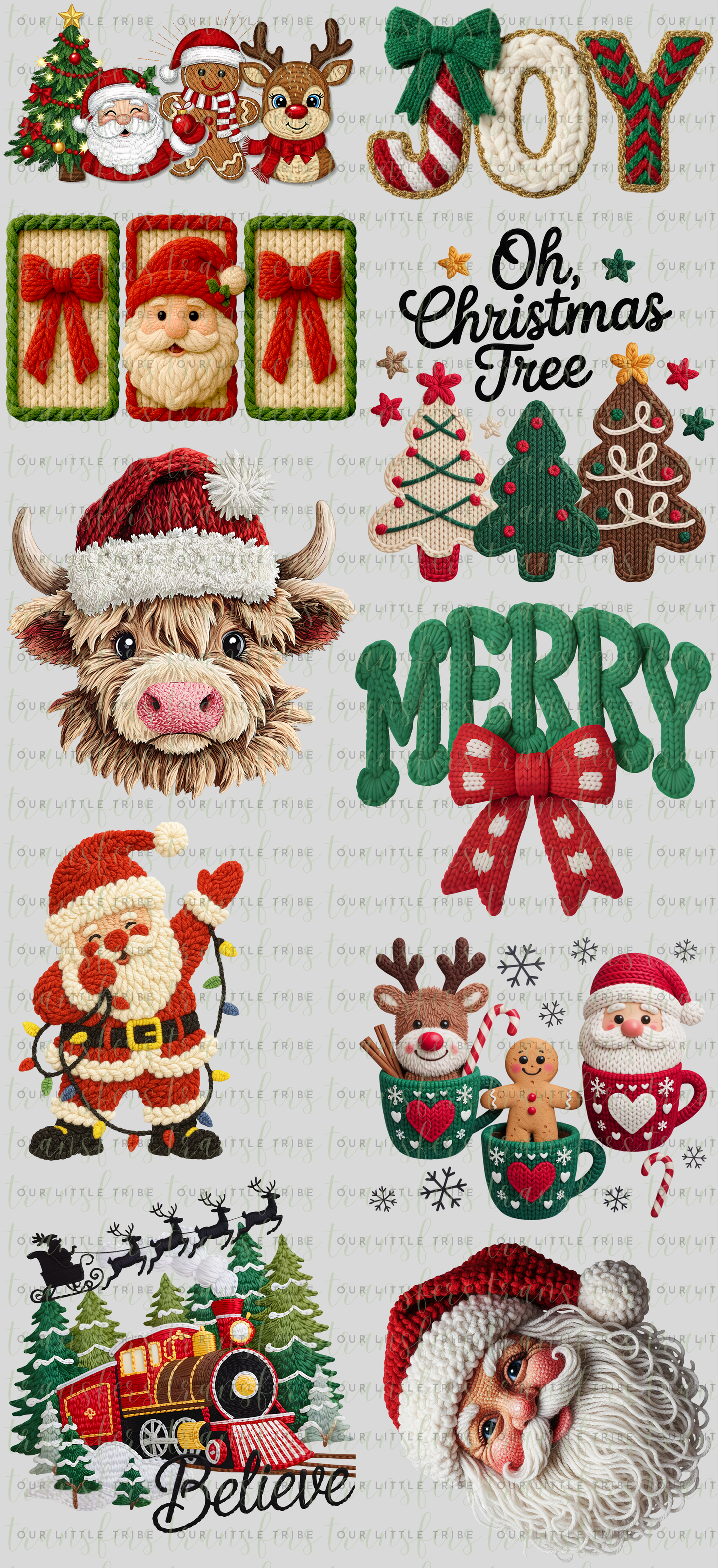 FAUX YARN/STITCHING CHRISTMAS 1 PREMADE - GANG SHEET 22x48