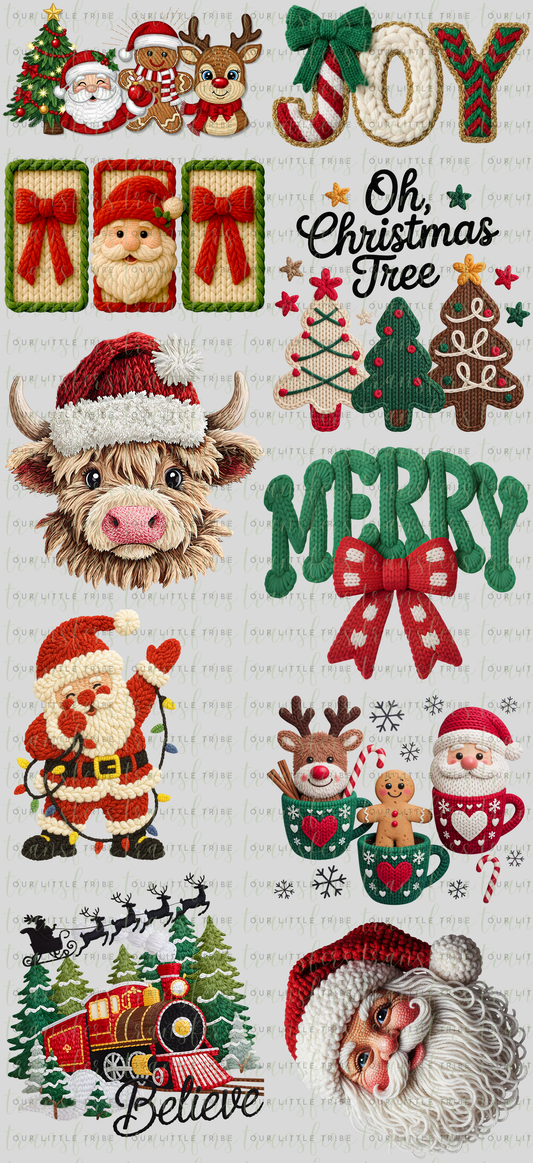 FAUX YARN/STITCHING CHRISTMAS 1 PREMADE - GANG SHEET 22x48