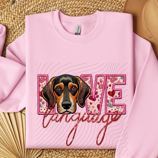 COON HOUND MIX, FAUX EMBROIDERY & FAUX SEQUINS - DTF TRANSFER