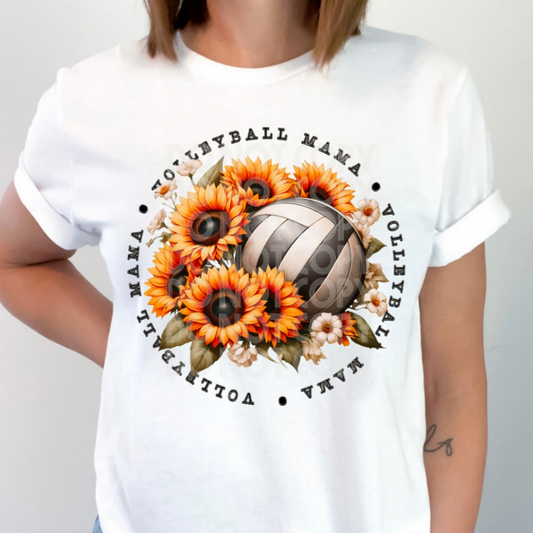 VOLLEYBALL MAMA SUNFLOWER ROUND - DTF TRANSFER