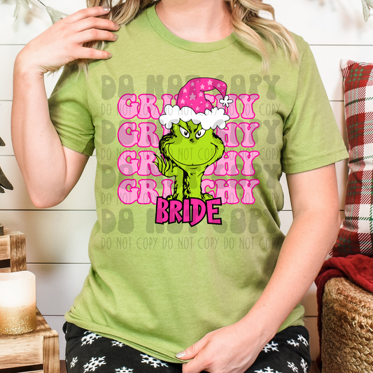 GRINCHY STACKED GREEN GUY BRIDE - PINK - DTF TRANSFER