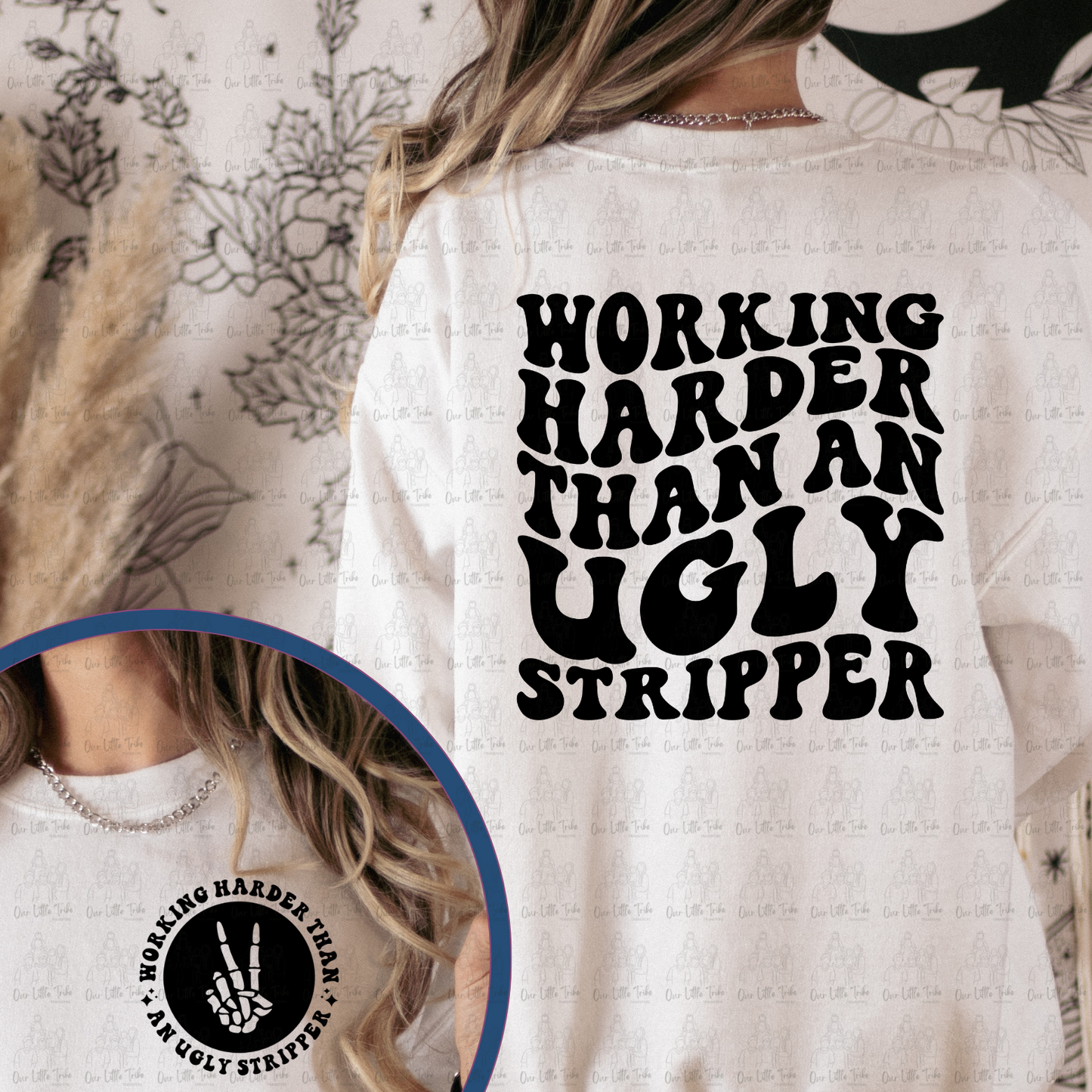 WORKING HARDER W/ POCKET - BLACK - DTF TRANSFER