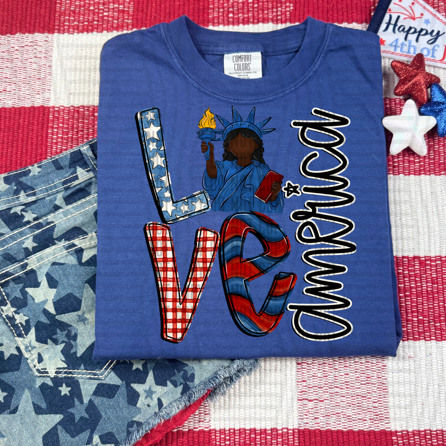 LOVE AMERICA LIBERTY DARK - DTF TRANSFER