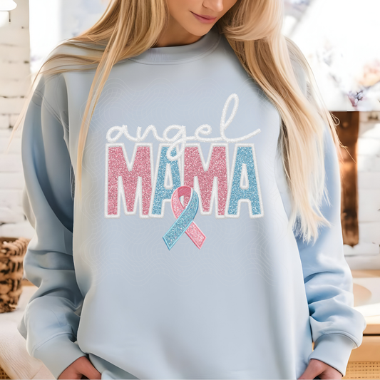 FAUX EMBROIDERY ANGEL MAMA BOTH - DTF TRANSFER