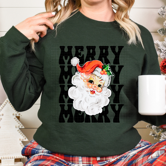 STACKED MERRY WITH SANTA - DTF TRANSFER