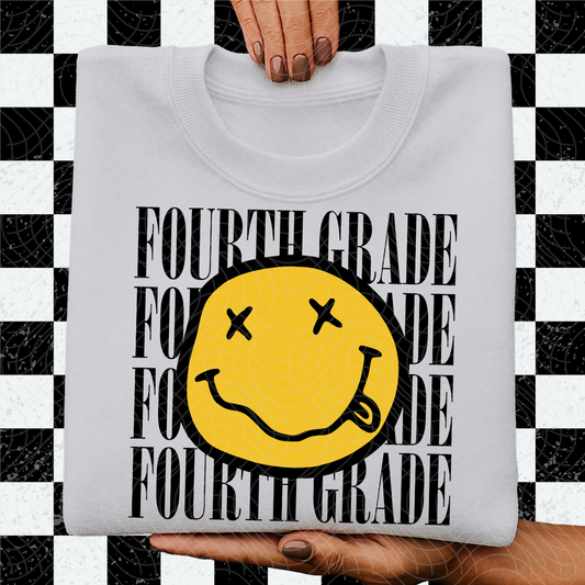 FOURTH GRADE SMILEY BLK - DTF TRANSFER