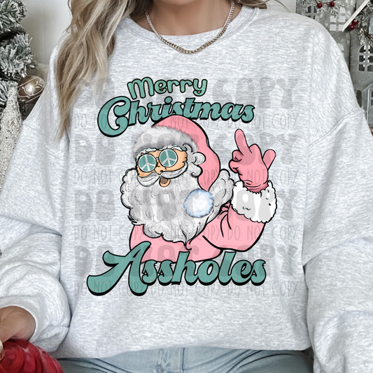 MERRY CHRISTMAS A TEAL/PINK LIGHTER - DTF TRANSFER