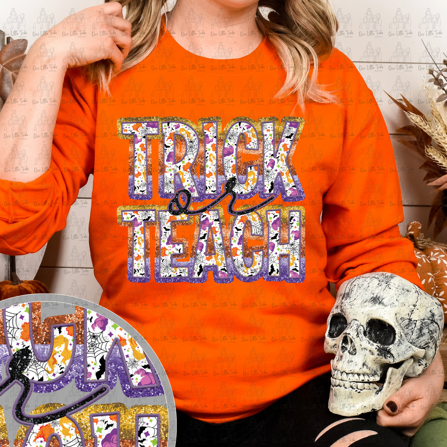 TRICK OR TEACH HP - EMBROIDERY & FAUX SEQUINS - DTF TRANSFER