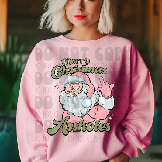 MERRY CHRISTMAS A GREEN/PINK - DTF TRANSFER