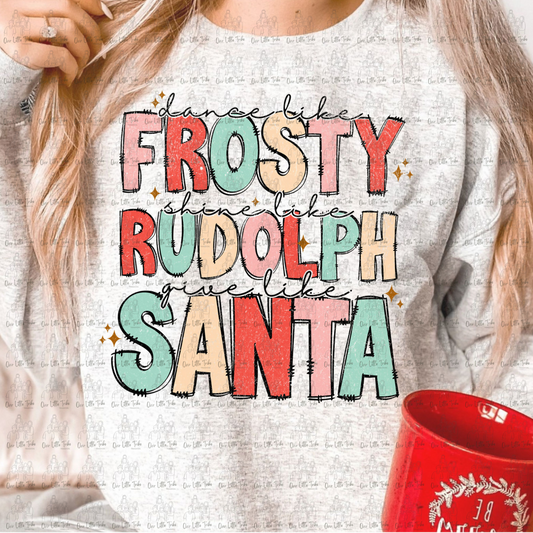 FROSTY RUDOLPH SANTA - DISTRESSED - DTF TRANSFER