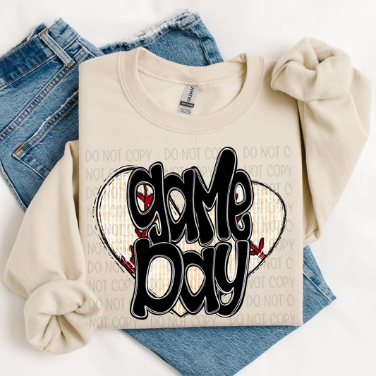 GAME DAY BASEBALL HEART - DTF TRANSFER