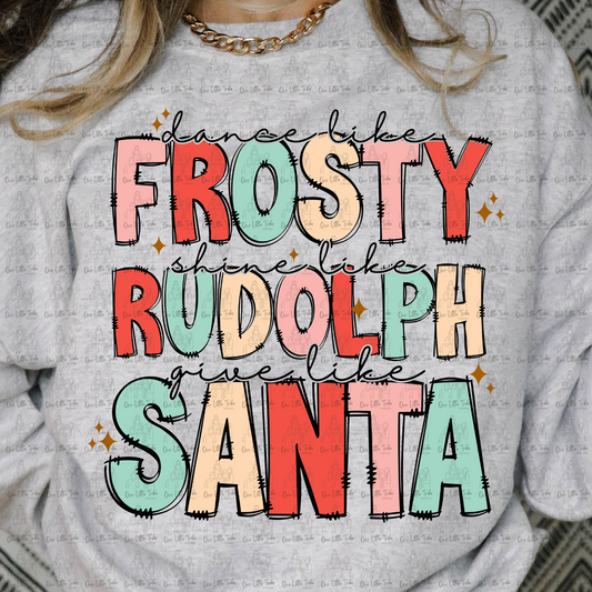 FROSTY RUDOLPH SANTA - NO DISTRESS - DTF TRANSFER