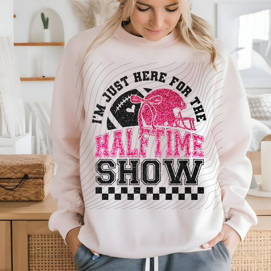 FOOTBALL SHOW BLK/PINK FAUX GLITTER - DTF TRANSFER