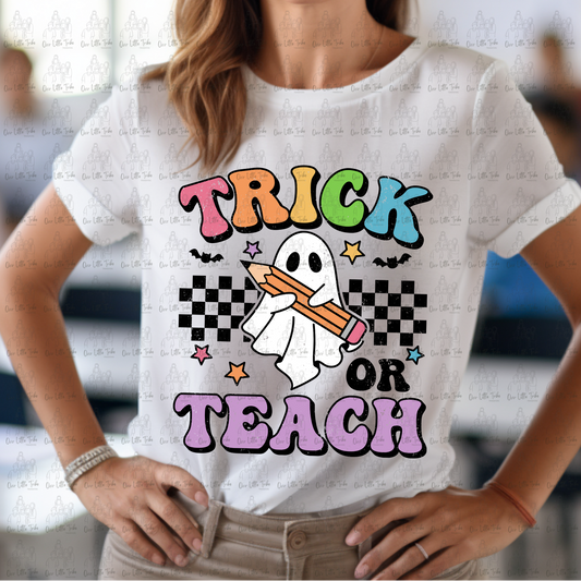 TRICK OR TEACH - COLOR, DISTRESSED - DTF TRANSFER