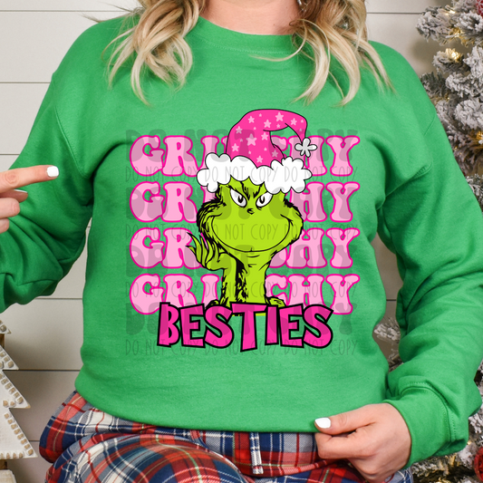GRINCHY STACKED GREEN GUY BESTIES - PINK - DTF TRANSFER