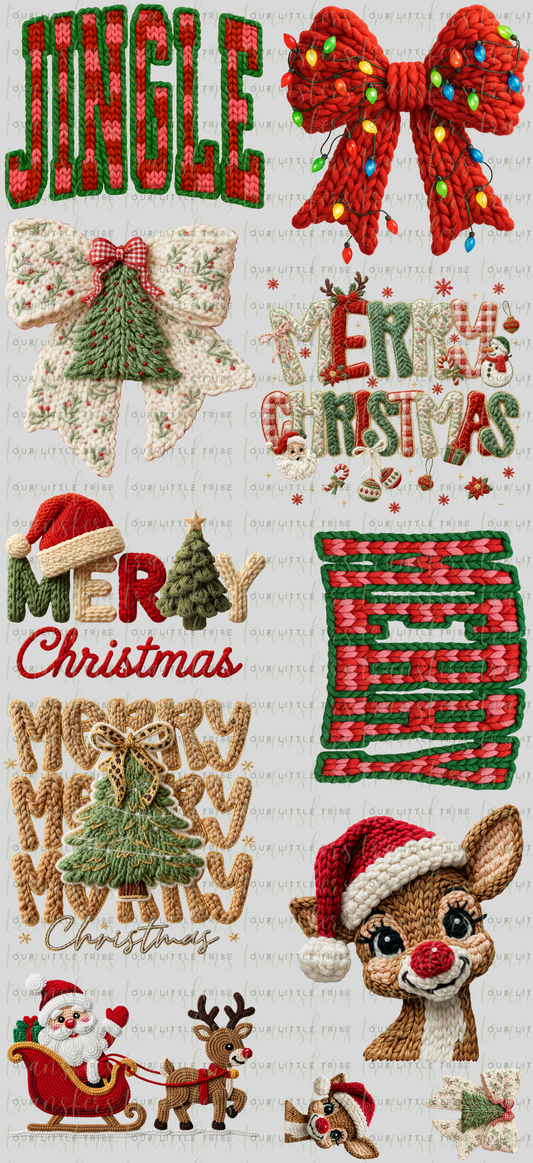 FAUX YARN/STITCHING CHRISTMAS 2 PREMADE - GANG SHEET 22x48