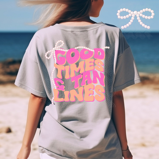 GOOD TIMES TAN LINES OUTLINED PERALS W/ POCKET - DTF TRANSFER