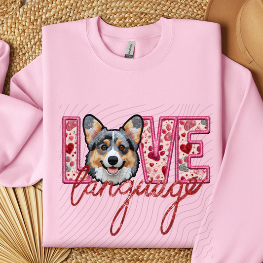 CORGI - TRIBLEND, FAUX EMBROIDERY & FAUX SEQUINS - DTF TRANSFER