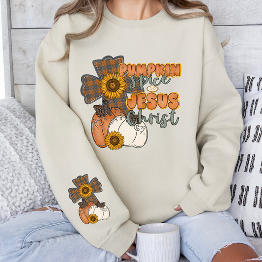 PUMPKIN SPICE AND JESUS CHRIST W/ POCKET - DTF TRANSFER