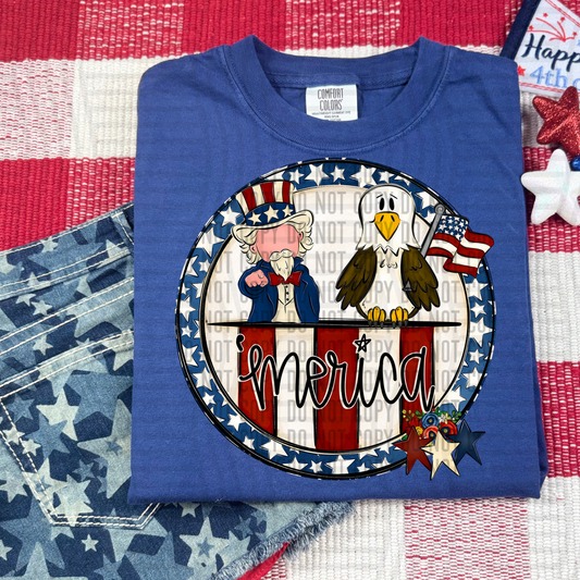 MERICA LIGHT WHITE HAIR- DTF TRANSFER