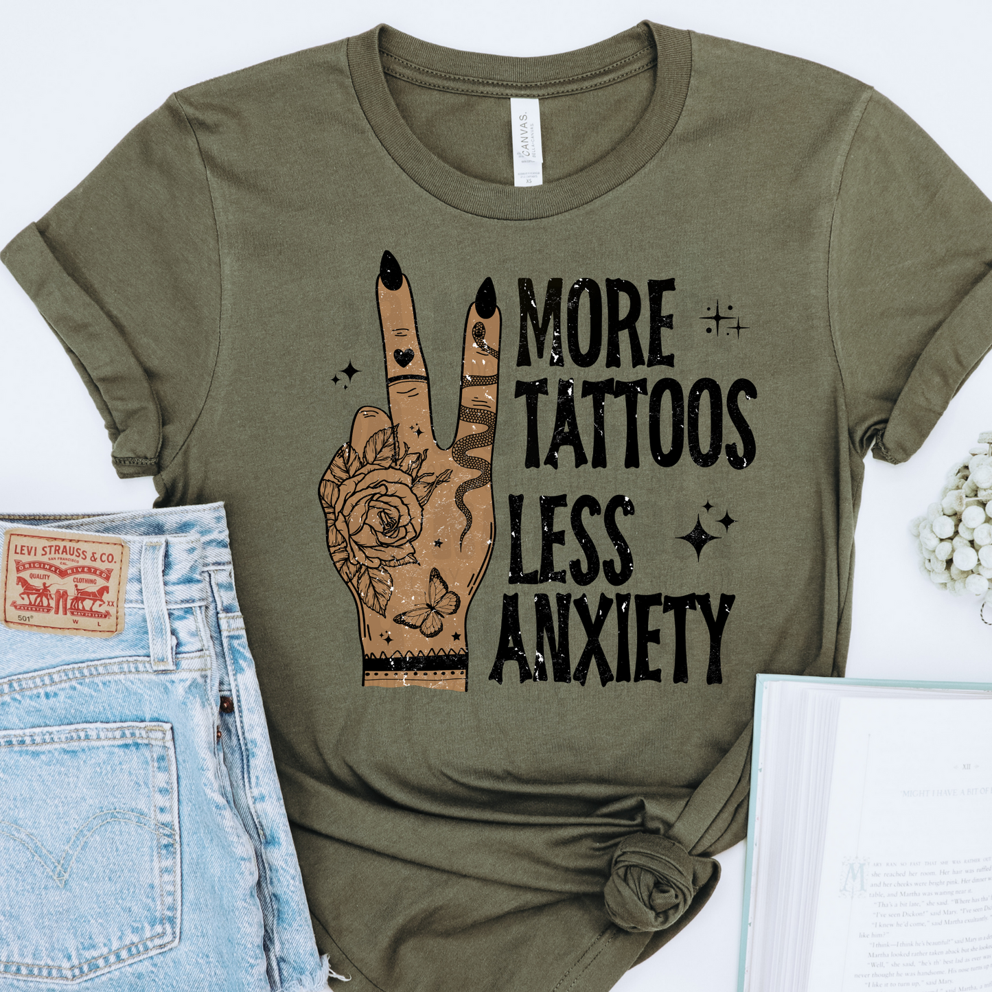MORE TATTOOS LESS ANXIETY SKIN 3 DISTRESSED - DTF TRANSFER