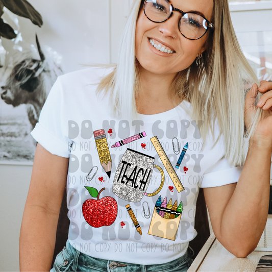 TEACH/SCHOOL ITEMS - FAUX SEQUINS - DTF TRANSFER