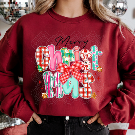 MERRY CHRISTMAS BLK TEXT - DTF TRANSFER