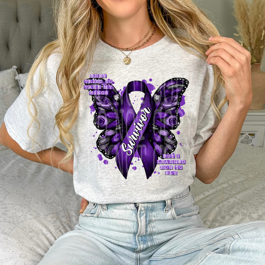 SURVIVOR PURPLE RIBBON - DTF TRANSFER