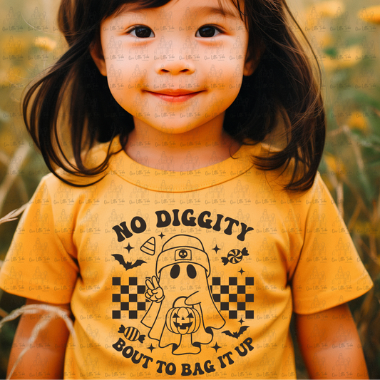 NO DIGGITY BOUT TO BAG IT UP - BLACK - DTF TRANSFER