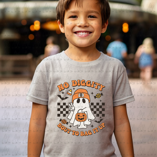 NO DIGGITY BOUT TO BAG IT UP (BLACK & ORANGE) - DISTRESSED - DTF TRANSFER