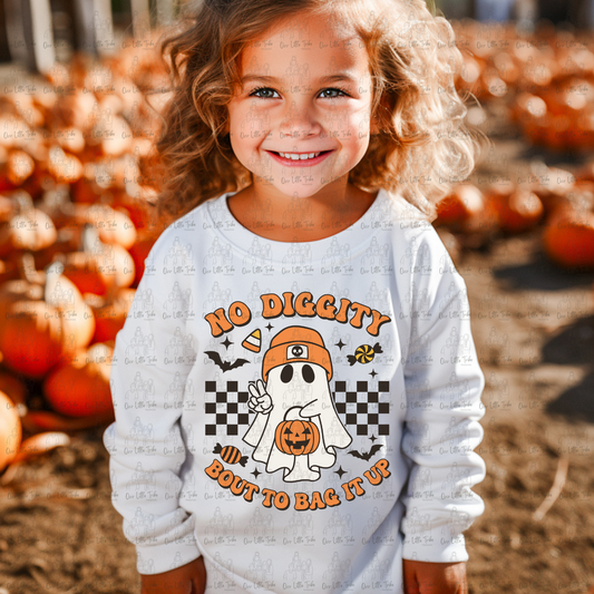 NO DIGGITY BOUT TO BAG IT UP (BLACK & ORANGE) - NO DISTRESS - DTF TRANSFER