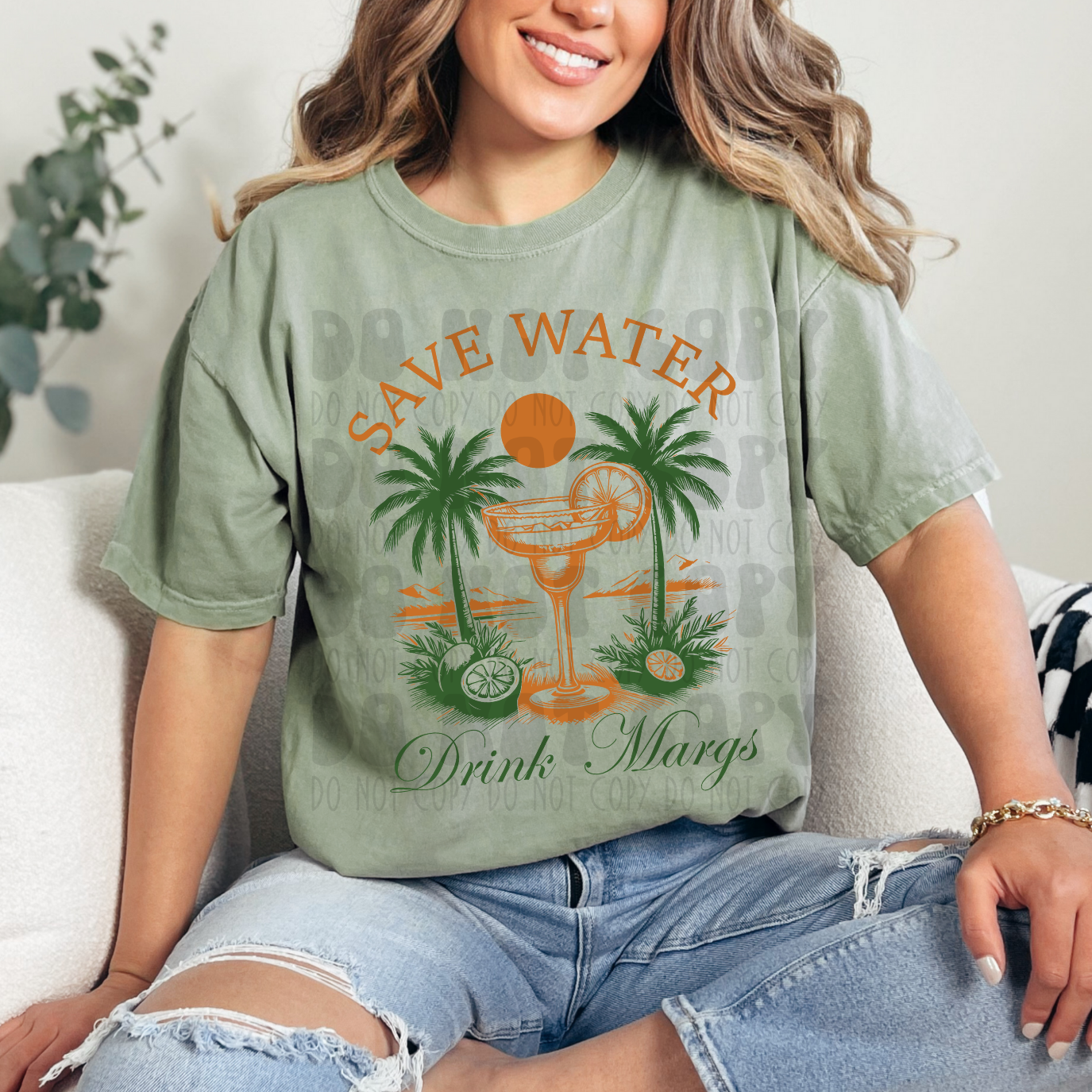 SAVE WATER DRINK MARGS PALM TREES - DTF TRANSFER